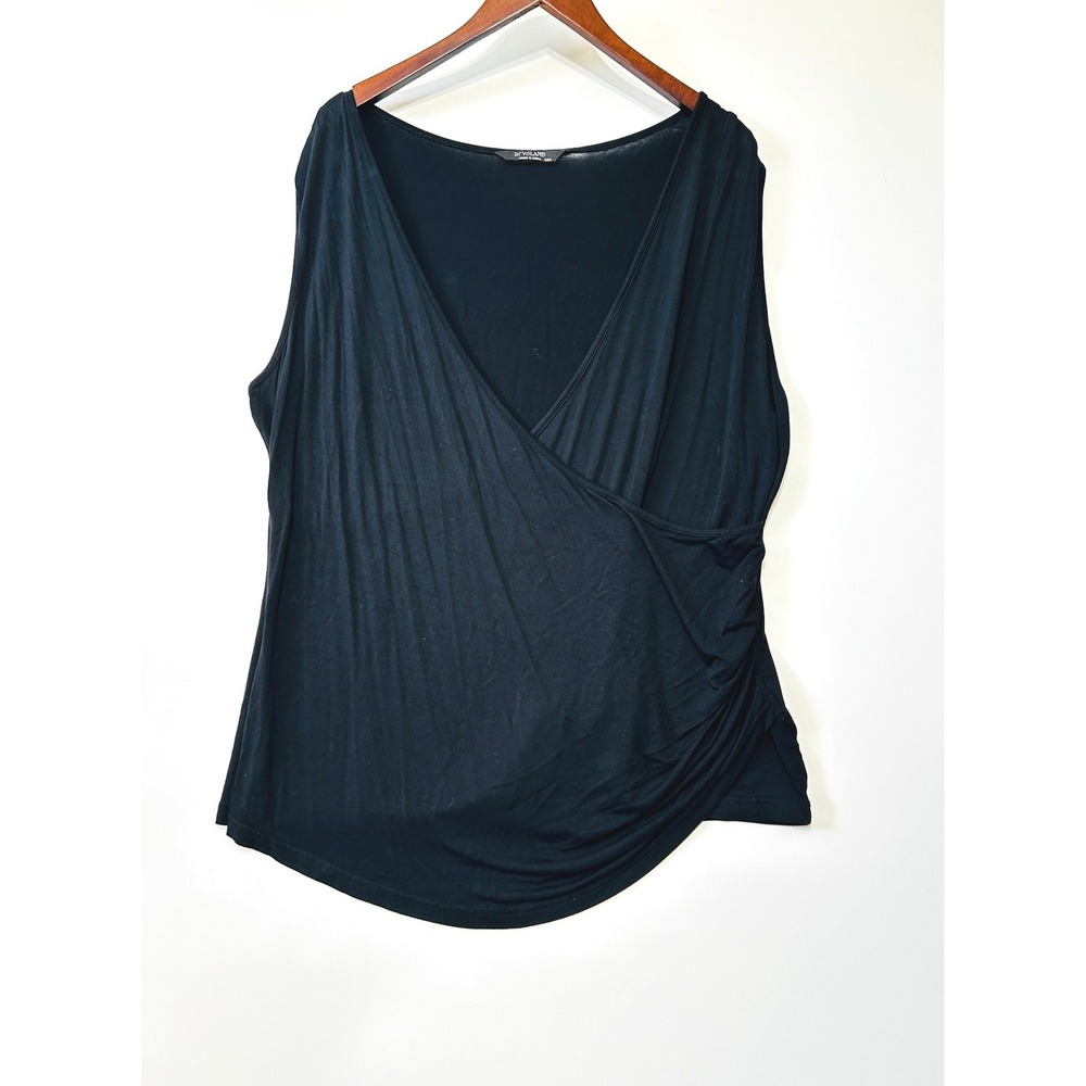 In'Voland Sleeveless V-Neck‎ Top Black Faux Wrap Ruched Plus Size 22W Stretchy